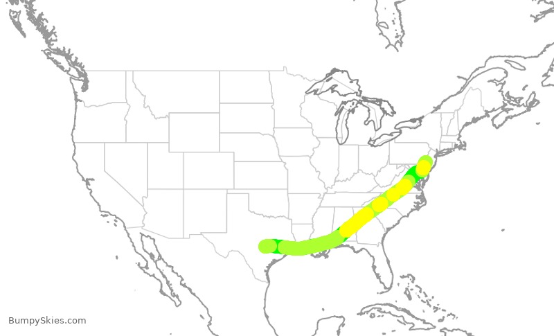 Turbulence forecast map for AAL1820, AUS to PHL