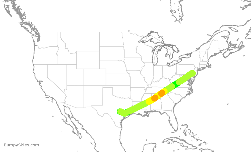 Turbulence forecast map for AAL1820, PHL to AUS