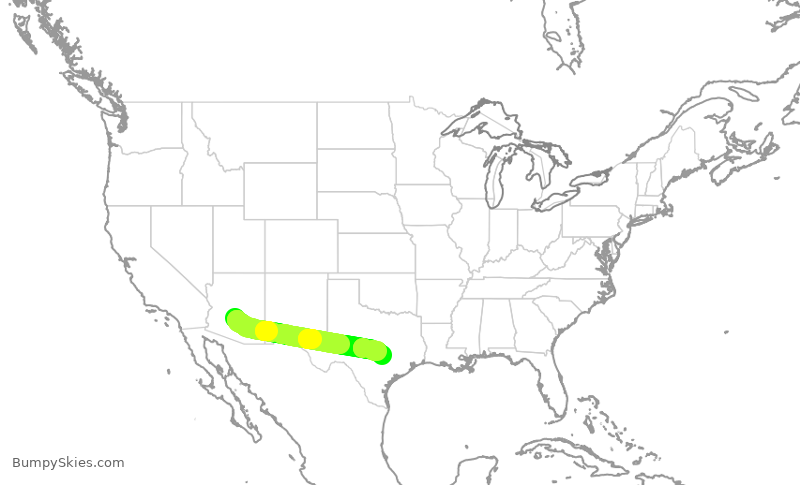 Turbulence forecast map for AAL1822, PHX to AUS
