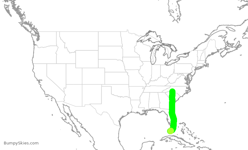 Turbulence forecast map for AAL1826, CLT to EYW