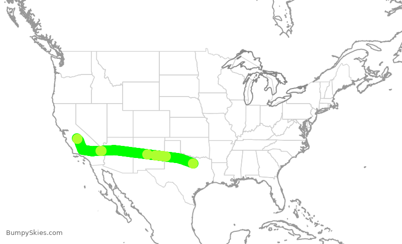 Turbulence forecast map for AAL1828, DFW to FAT