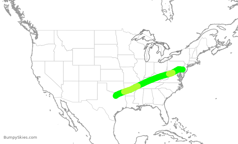 Turbulence forecast map for AAL1830, PHL to DFW