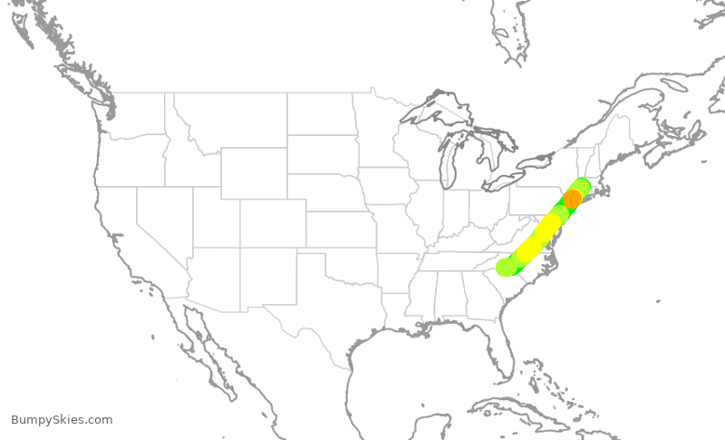 Turbulence forecast map for AAL1837, CLT to BDL