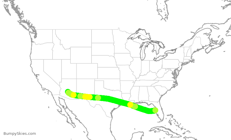 Turbulence forecast map for AAL1837, PHX to TPA
