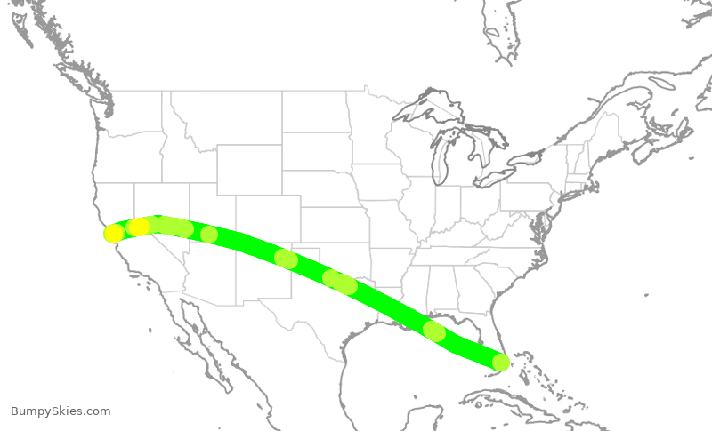 Turbulence forecast map for AAL1842, SFO to MIA