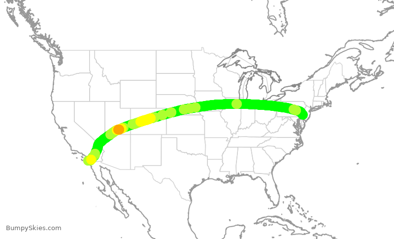 Turbulence forecast map for AAL1844, PHL to SAN