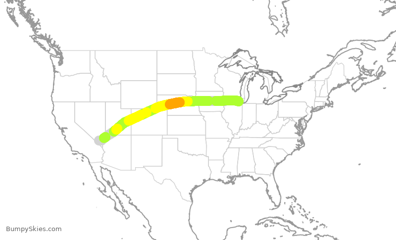 Turbulence forecast map for AAL1845, ORD to LAS