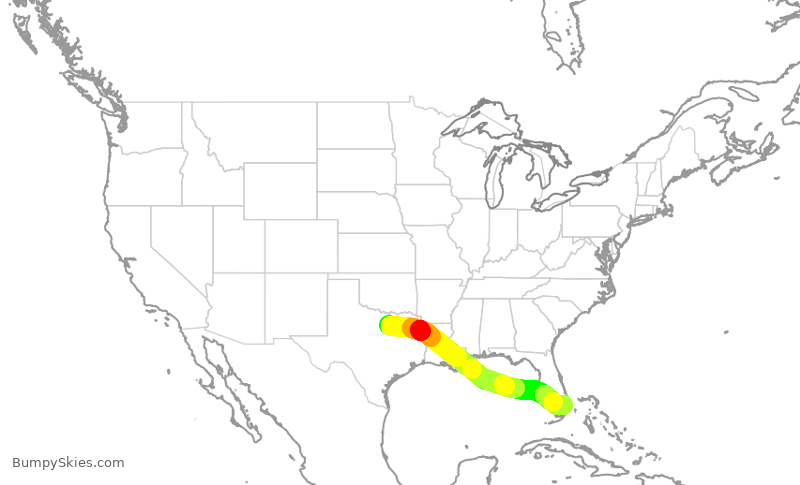 Turbulence forecast map for AAL1847, DFW to FLL