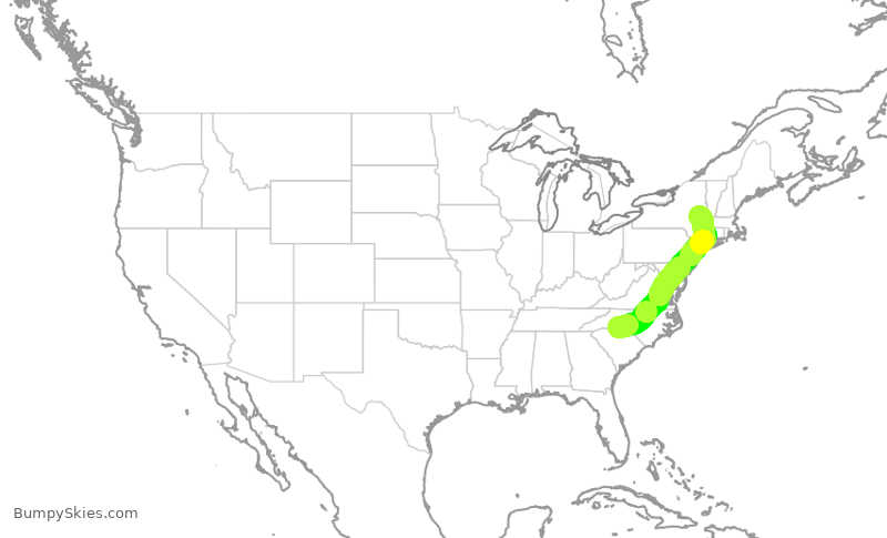 Turbulence forecast map for AAL1858, CLT to ALB