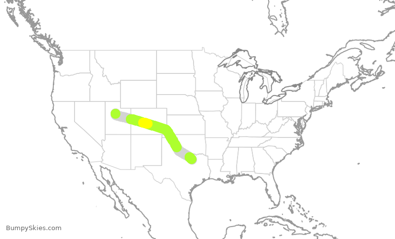Turbulence forecast map for AAL1858, PVU to DFW