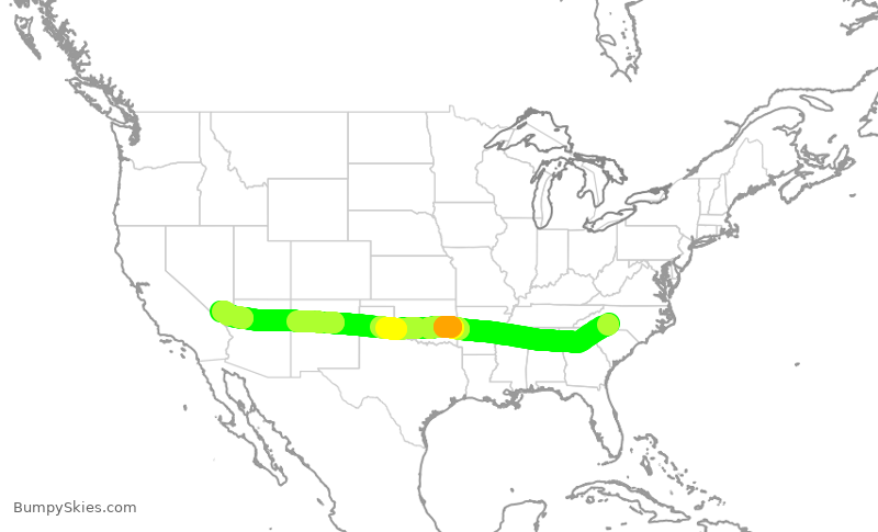 Turbulence forecast map for AAL1862, CLT to LAS