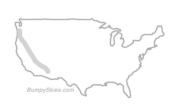 Map of continental US with illustrated flight path and turbulence forecast (described in text below)