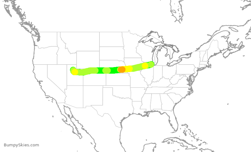 Turbulence forecast map for AAL1873, ORD to SLC