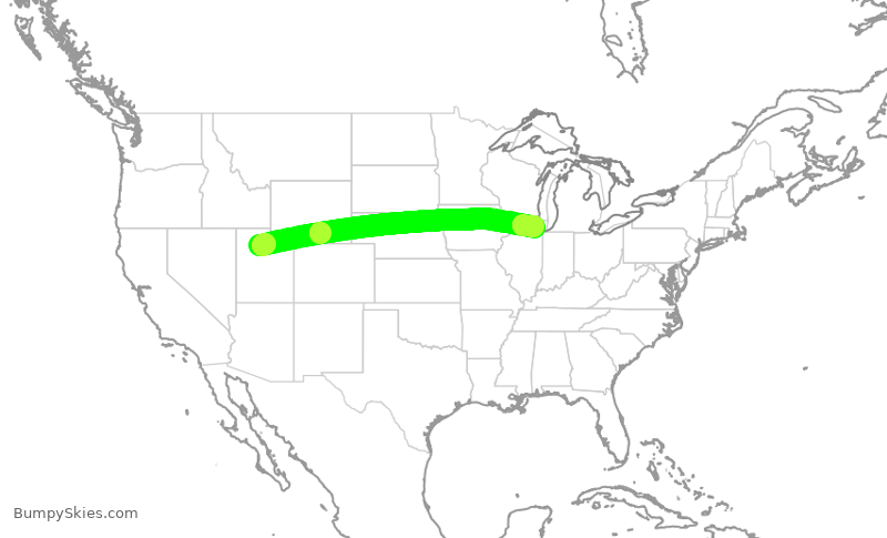 Turbulence forecast map for AAL1873, SLC to ORD