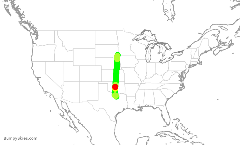 Turbulence forecast map for AAL1878, FSD to DFW