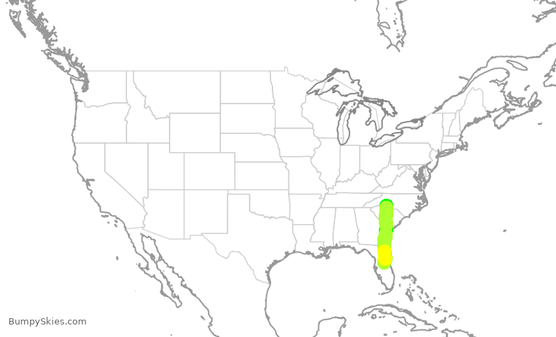 Turbulence forecast map for AAL1879, CLT to MCO