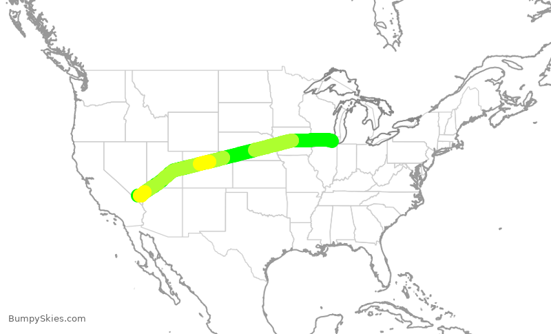 Turbulence forecast map for AAL1880, ORD to LAS