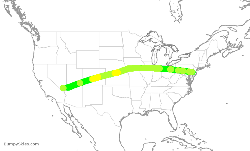 Turbulence forecast map for AAL1881, LAS to PHL