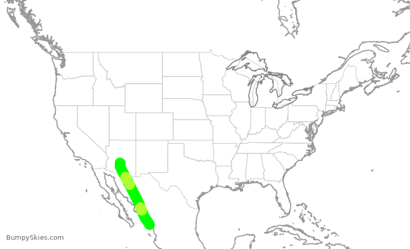 Turbulence forecast map for AAL1885, PHX to MMZ