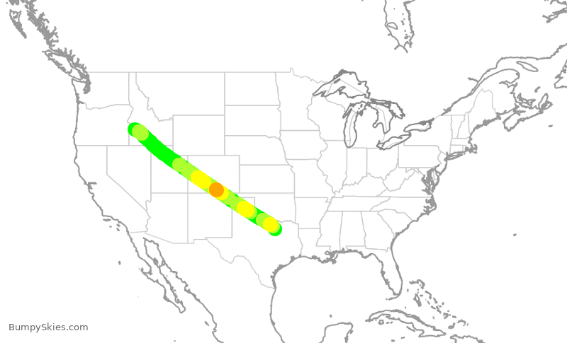 Turbulence forecast map for AAL1888, BOI to DFW