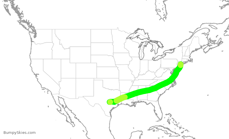 Turbulence forecast map for AAL1891, AUS to JFK