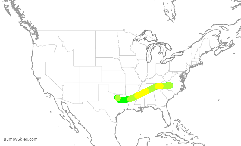 Turbulence forecast map for AAL1894, GSO to DFW