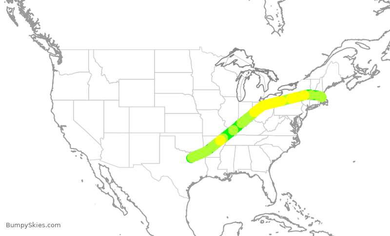 Turbulence forecast map for AAL1895, DFW to BOS