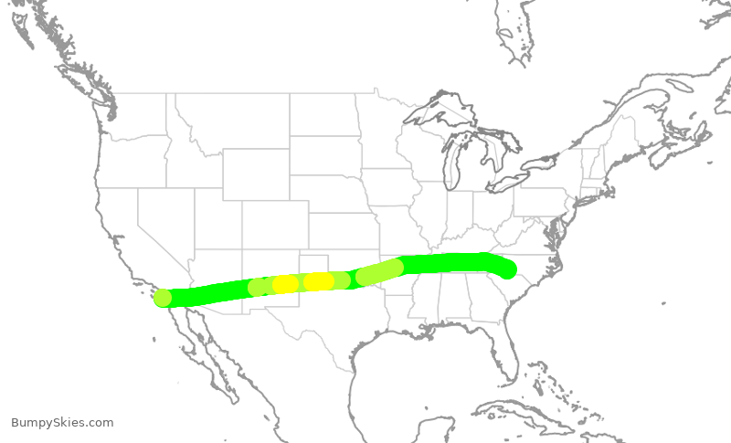 Turbulence forecast map for AAL1913, SAN to CLT