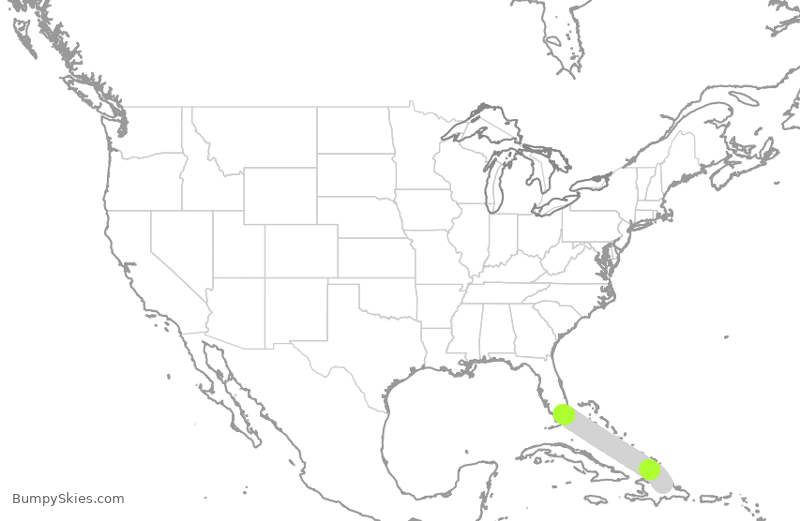 Turbulence forecast map for AAL1917, DST to MIA