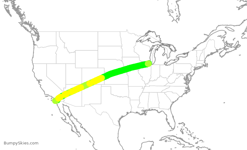 Turbulence forecast map for AAL1924, ORD to SAN