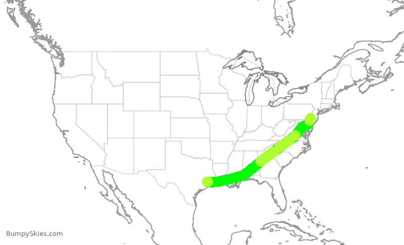 Turbulence forecast map for AAL1927, IAH to PHL