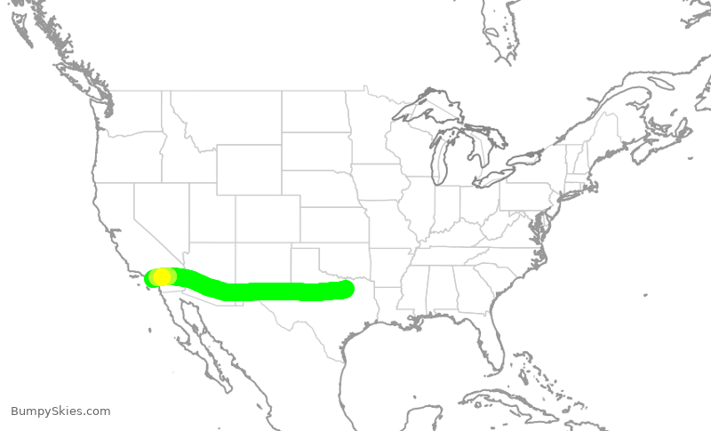 Turbulence forecast map for AAL1933, DFW to SNA