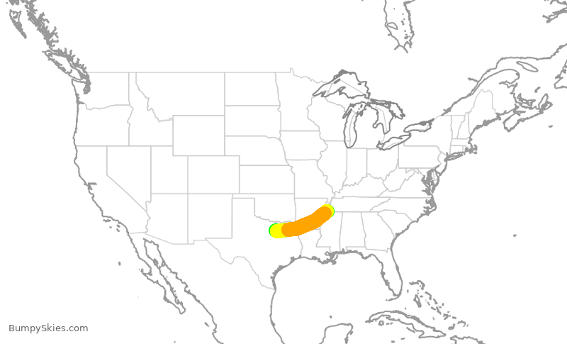 Turbulence forecast map for AAL1935, DFW to MEM