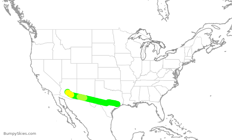 Turbulence forecast map for AAL1937, IAH to PHX