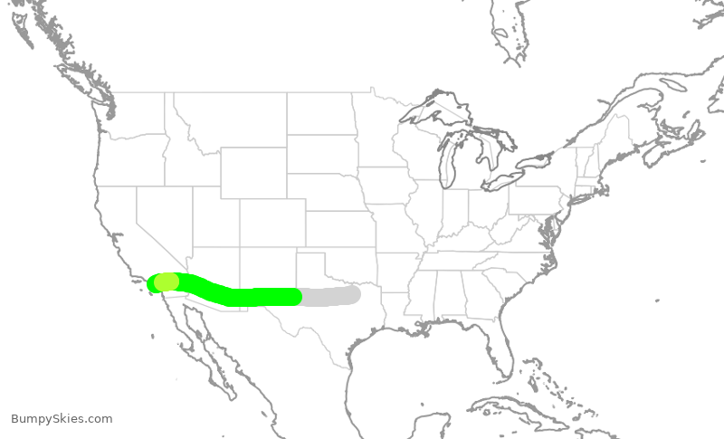 Turbulence forecast map for AAL1939, DFW to SNA