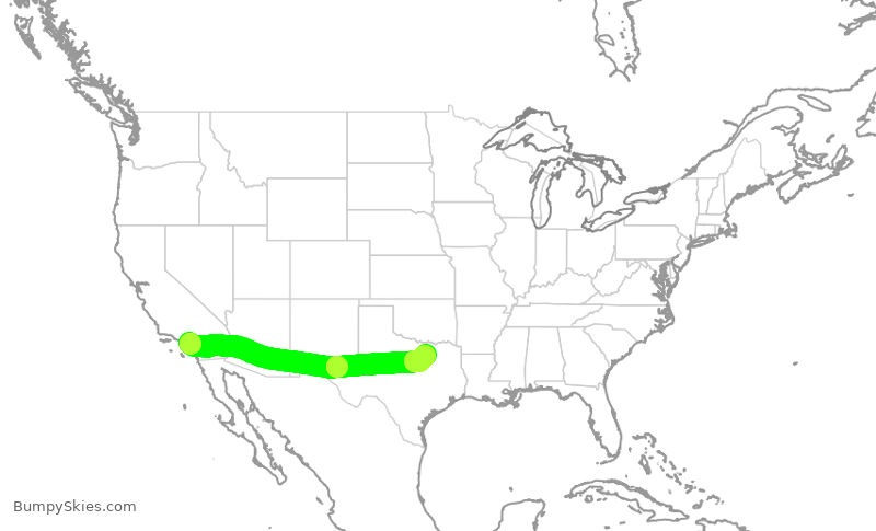 Turbulence forecast map for AAL1939, SNA to DFW