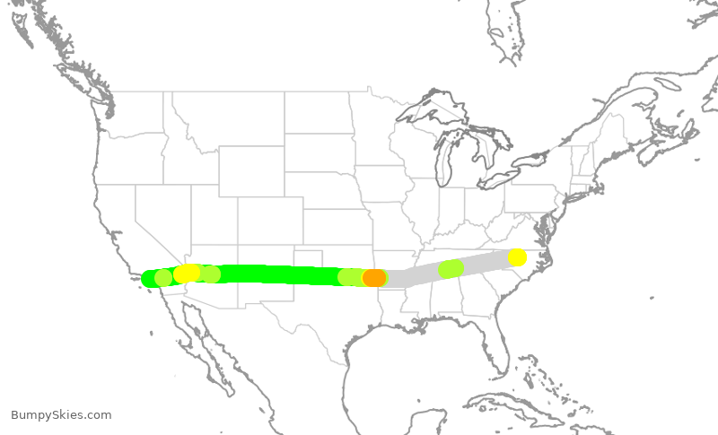 Turbulence forecast map for AAL1943, RDU to LAX