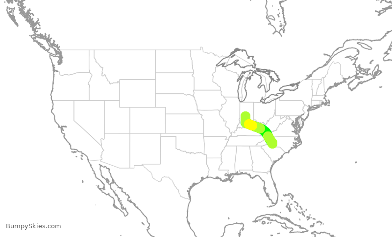 Turbulence forecast map for AAL1944, IND to CLT