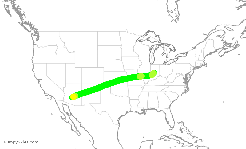 Turbulence forecast map for AAL1946, PHX to IND