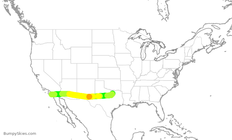 Turbulence forecast map for AAL1946, SAN to DFW