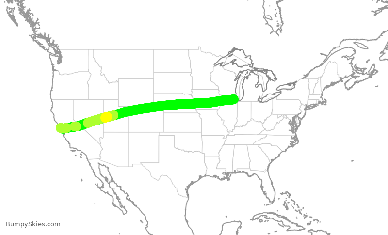 Turbulence forecast map for AAL1948, ORD to SFO