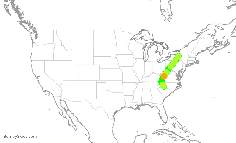 Turbulence forecast map for AAL1950, SYR to CLT