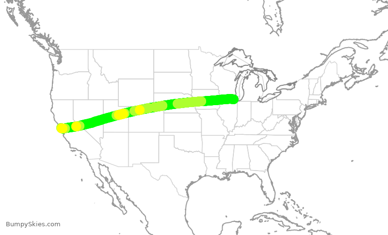 Turbulence forecast map for AAL1954, ORD to SFO
