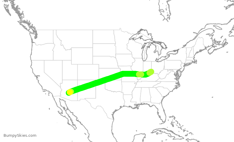 Turbulence forecast map for AAL1954, PHX to CVG