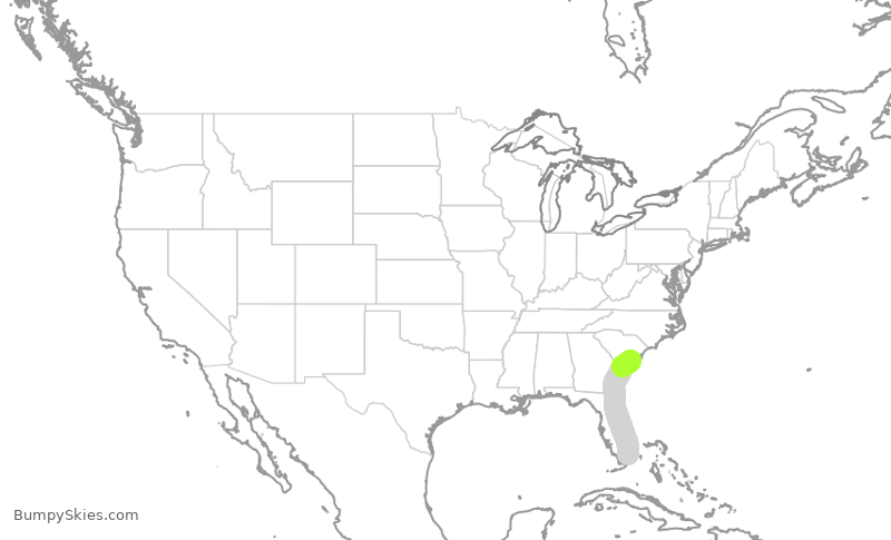 Turbulence forecast map for AAL1955, MIA to CHS