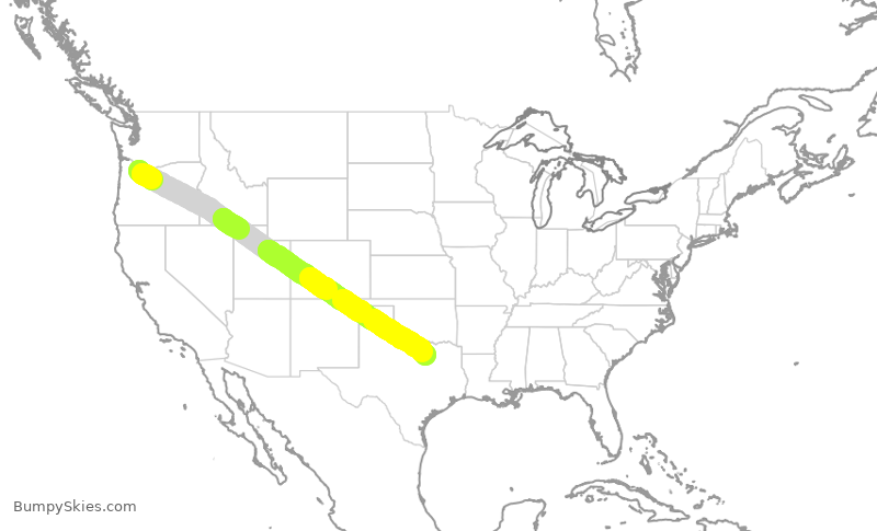 Turbulence forecast map for AAL1956, PDX to DFW