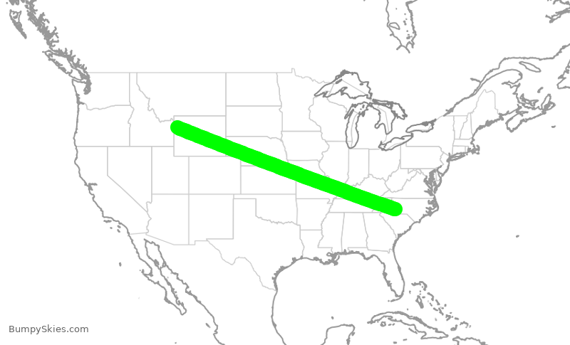 Turbulence forecast map for AAL1961, CLT to JAC