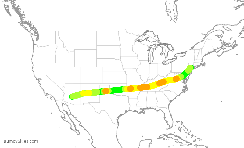 Turbulence forecast map for AAL1967, PHX to EWR