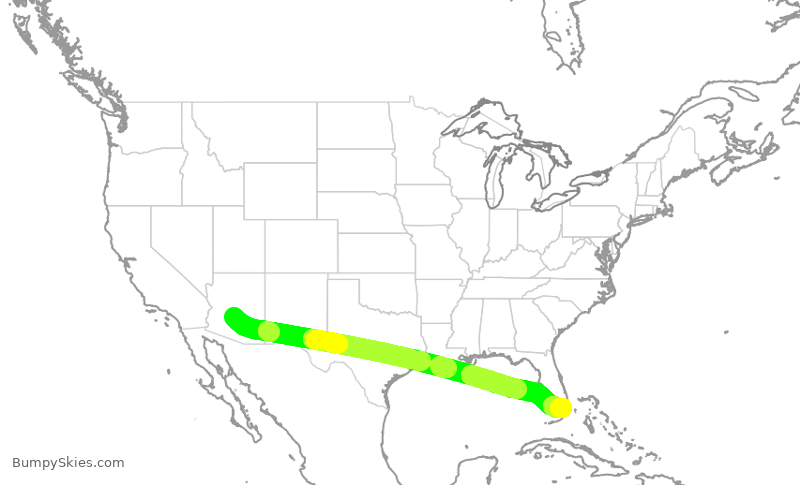 Turbulence forecast map for AAL1968, PHX to MIA