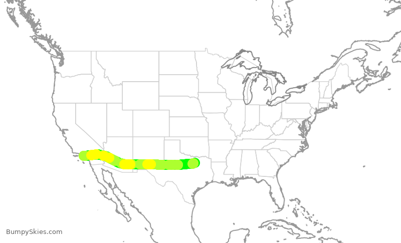 Turbulence forecast map for AAL1972, DFW to LAX